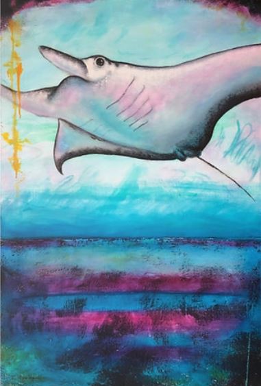 tangerine sands beach decor manta ray painting